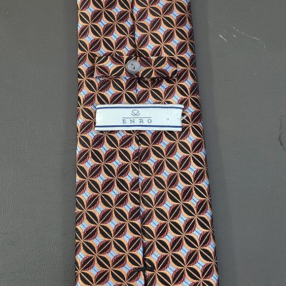 ENRO Men's 100% Silk Necktie Copper Metallic Lot of 2 - Picture 6 of 7